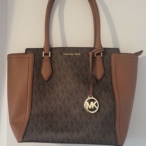 Michael Kors Ayden Large Brown Monogram Saffiano Leather  Handbag